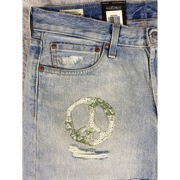 Levi’s 501 Patchwork Shorts Black Bandanna, Distress 34 - Picture 9 of 16